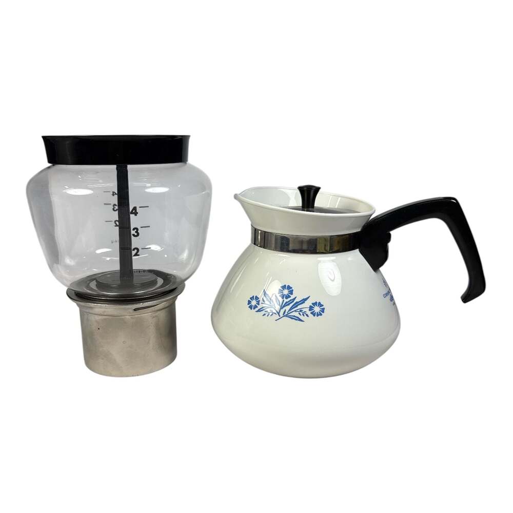 Corning Ware Vintage Blue Cornflower 6 Cup Drip-O-Lator Coffee Maker P-114-U - Picture 6 of 8